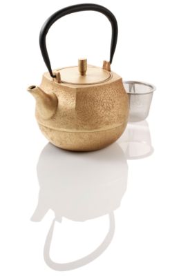 Gold Square Top Cast Iron Teapot